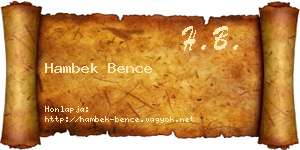 Hambek Bence névjegykártya